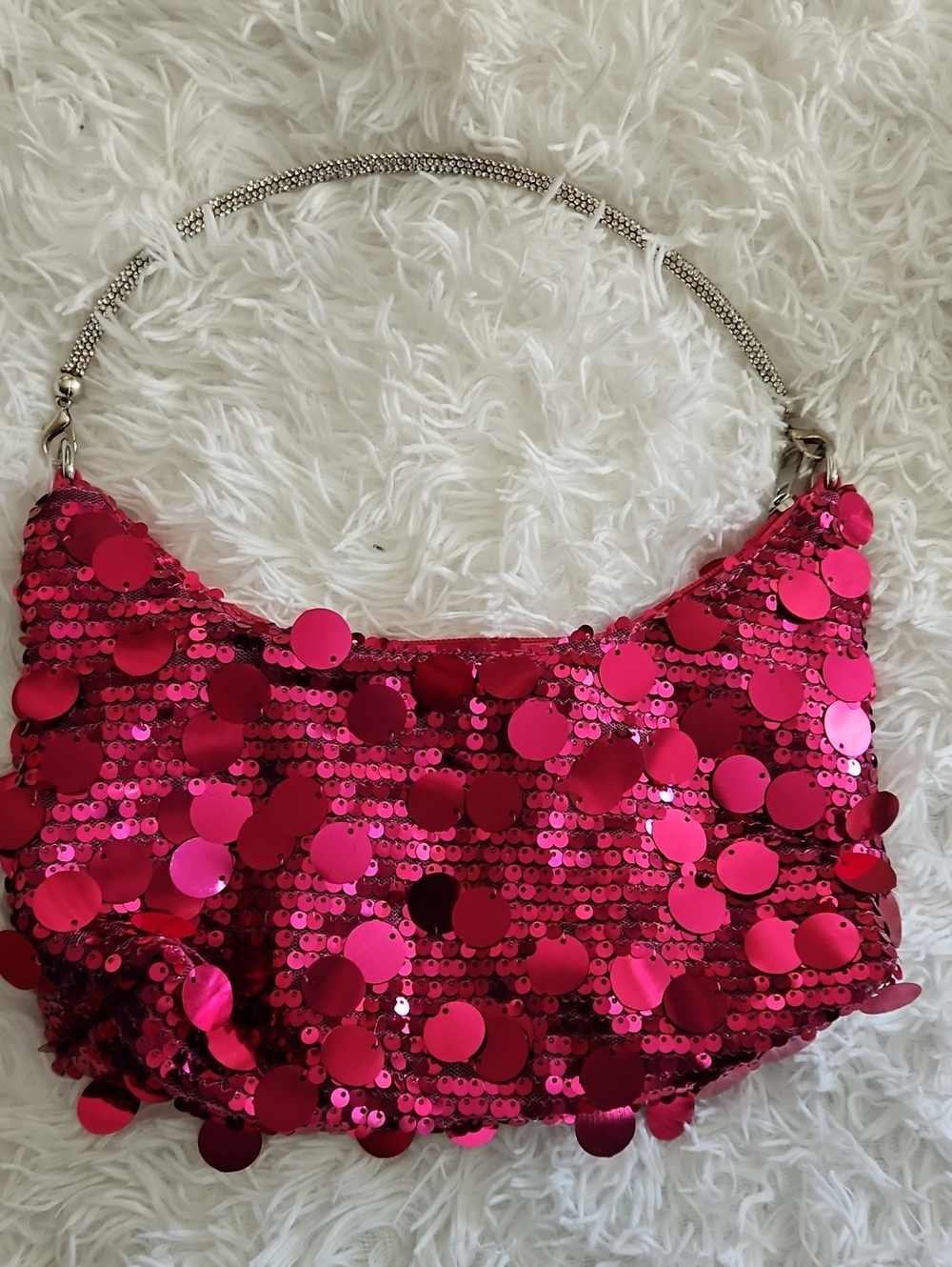NEW PINK SEQUIN CRYSTAL BAG PURSE